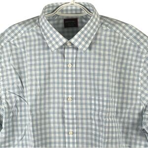 NEW UNTUCKit Mens Clarke Short Sleeve Button Up Shirt 2XL Reg Blue Check Cotton